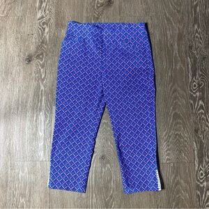 Chicos Blue and Pink Geometric Capri Pants XS NWOT